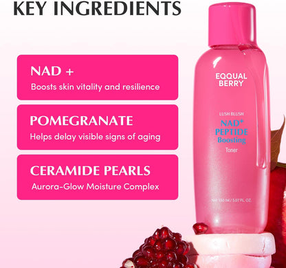 EQQUALBERRY Lush Blush NAD+ Peptide Boosting Toner – 150ml