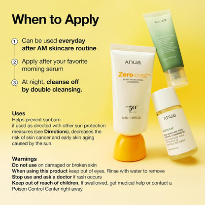 Anua Zero-Cast Moisturizing Sunscreen SPF50+ PA++++ – 50ml