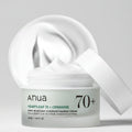 Anua Heartleaf 70+ Ceramide skincare cream packaging on a white background