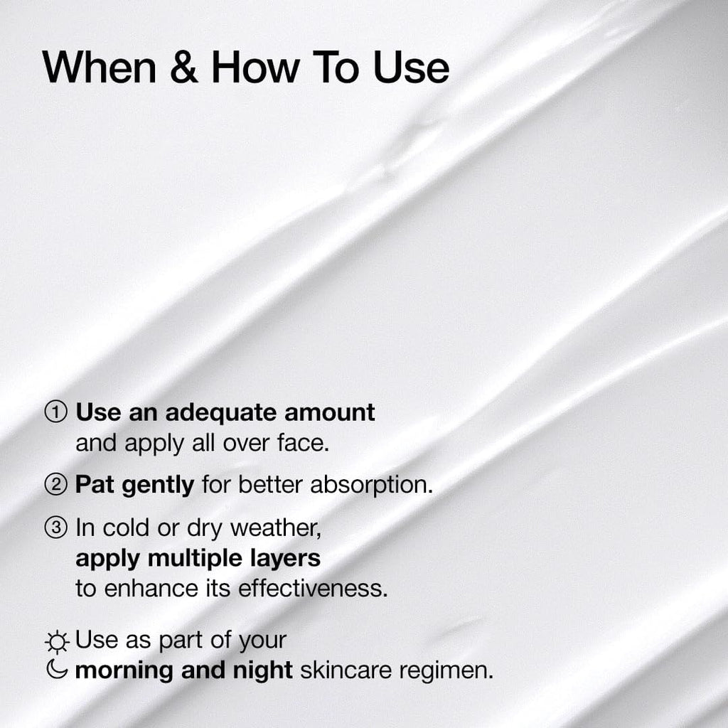 Instructions on using a skincare product with text on a white background
