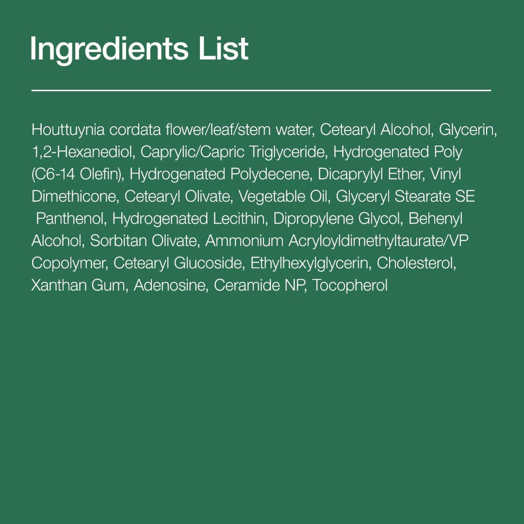 Ingredients list on a green background