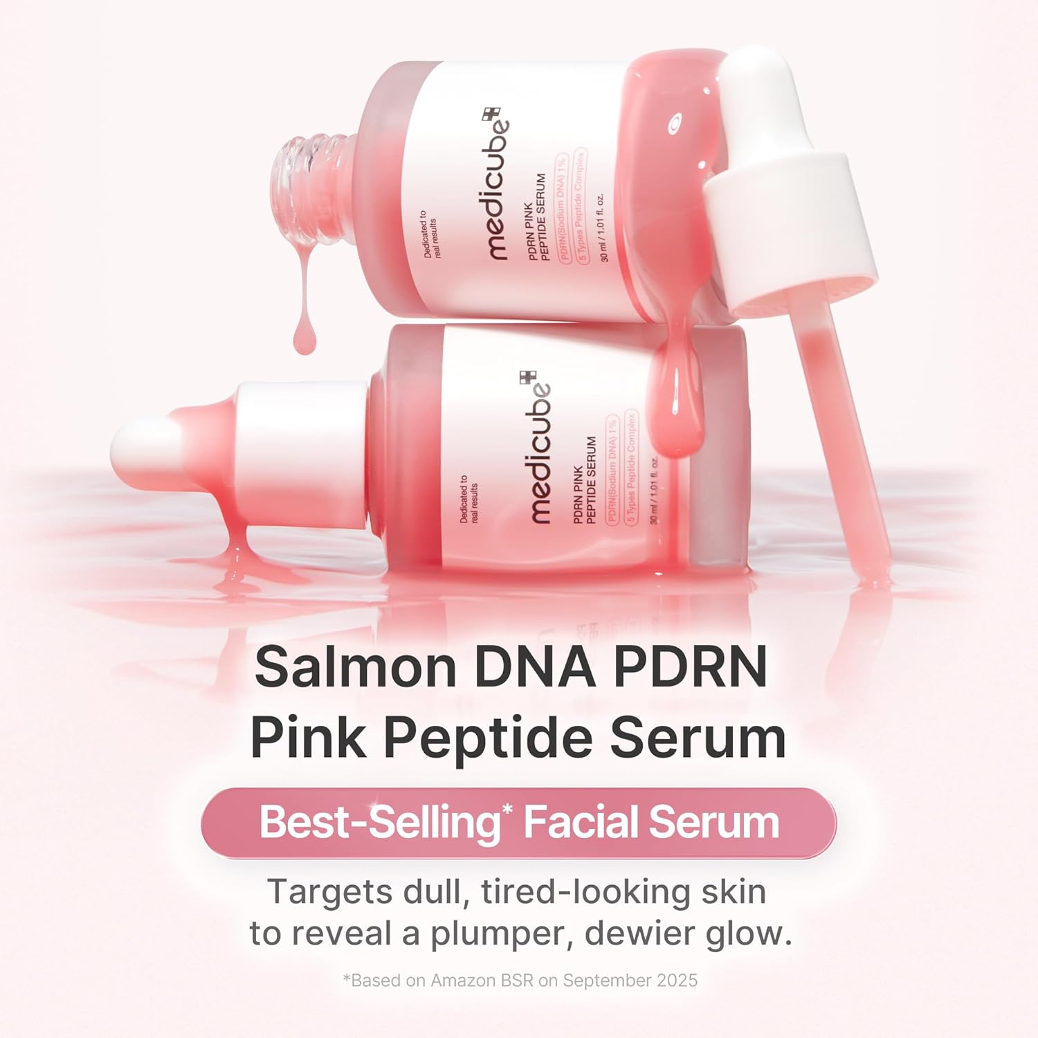 Medicube PDRN Pink Peptide Serum 30ml Korean serum for hydration, skin elasticity and glass skin glow