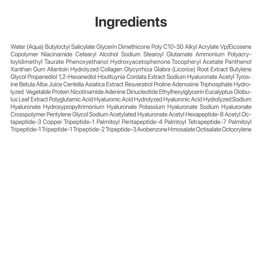 List of ingredients on a white background